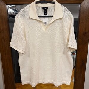 BNWT H&M Off-White Mesh Polo Shirt
